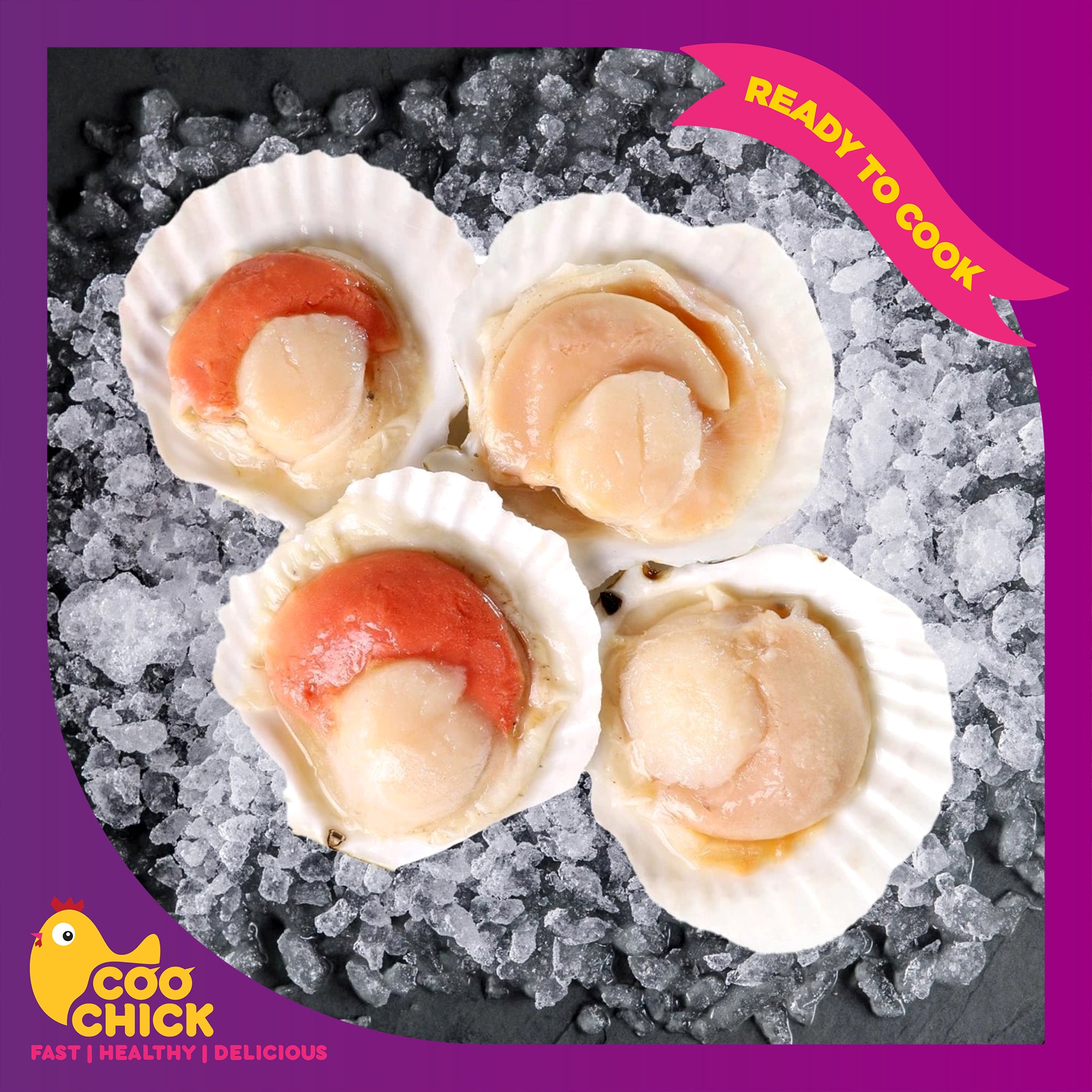 Shell Fish Roe Frozen Scallop Half Shell Roe On 1kg – CooChick Australia