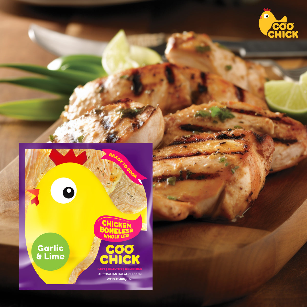 Garlic & Lime Boneless Chicken Whole Leg – CooChick Australia